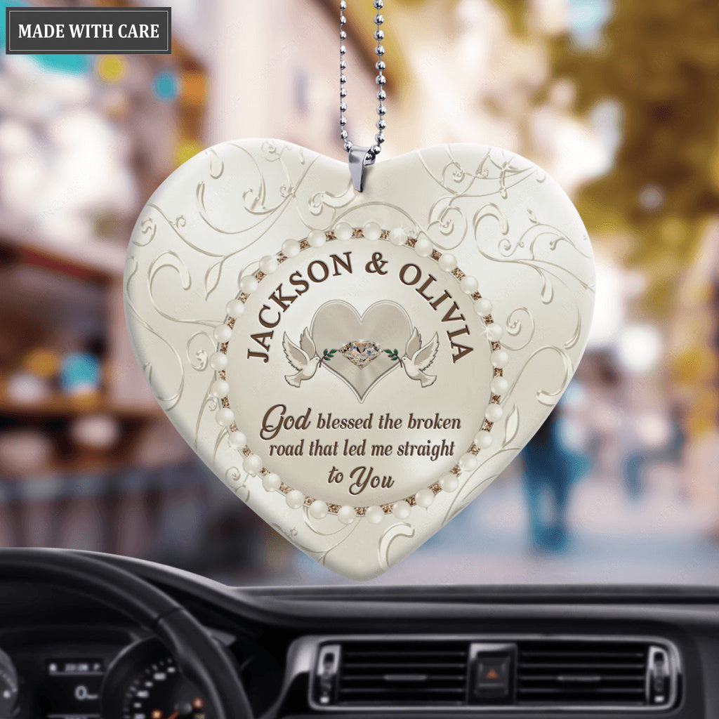 Personalized Heart Ornament Happy Anniversary God Blessed