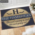 Printfamily M43 Vintage Monogram Collection Blessed Coming In Personalized Doormat