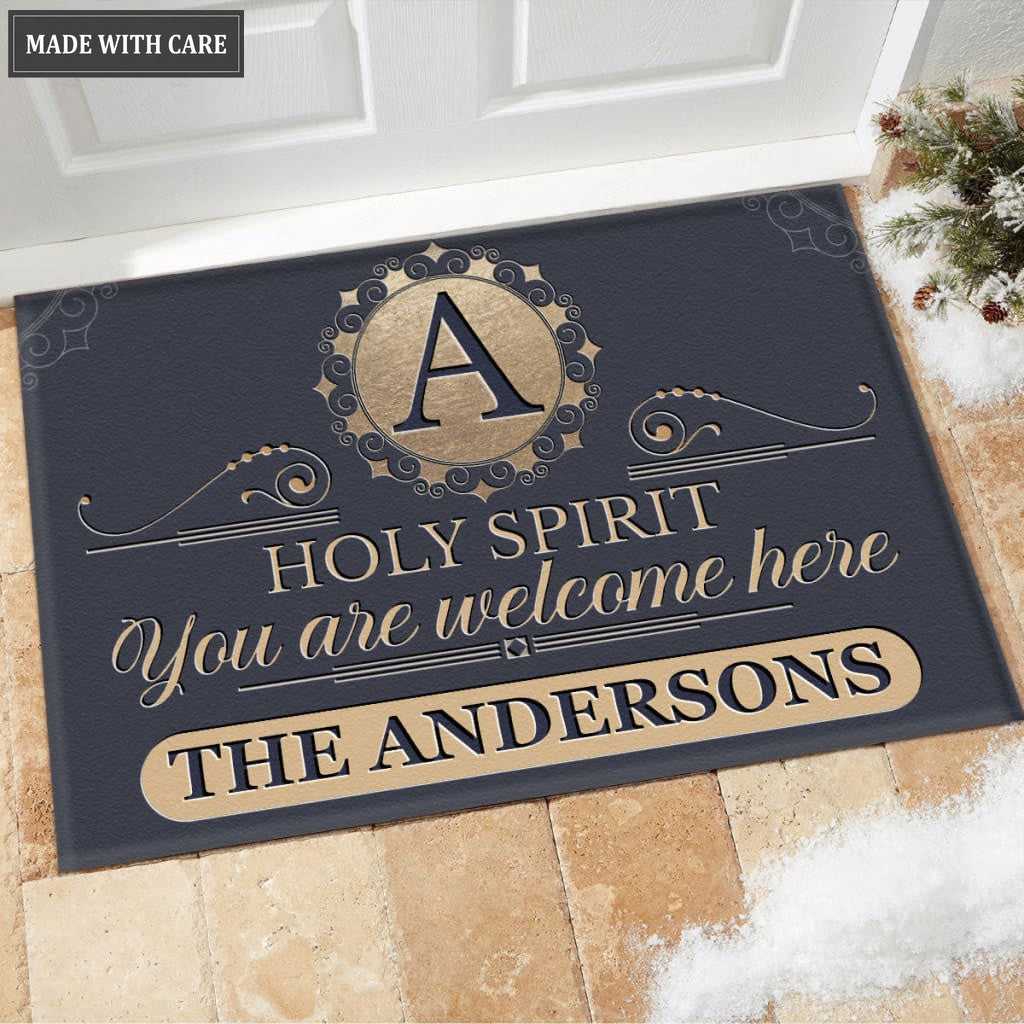 Printfamily M44 Luxury Monogram Collection Holy Spirit Personalized Doormat