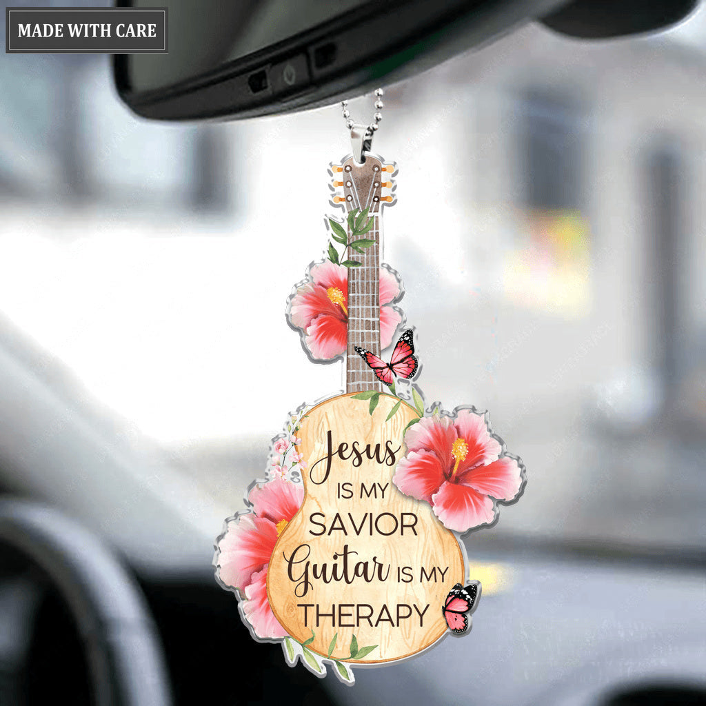 Hibiscus Guitar Jesus Is My Savior Ornament