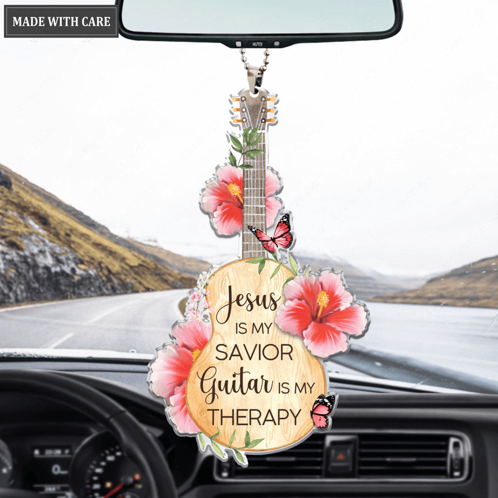Hibiscus Guitar Jesus Is My Savior Ornament