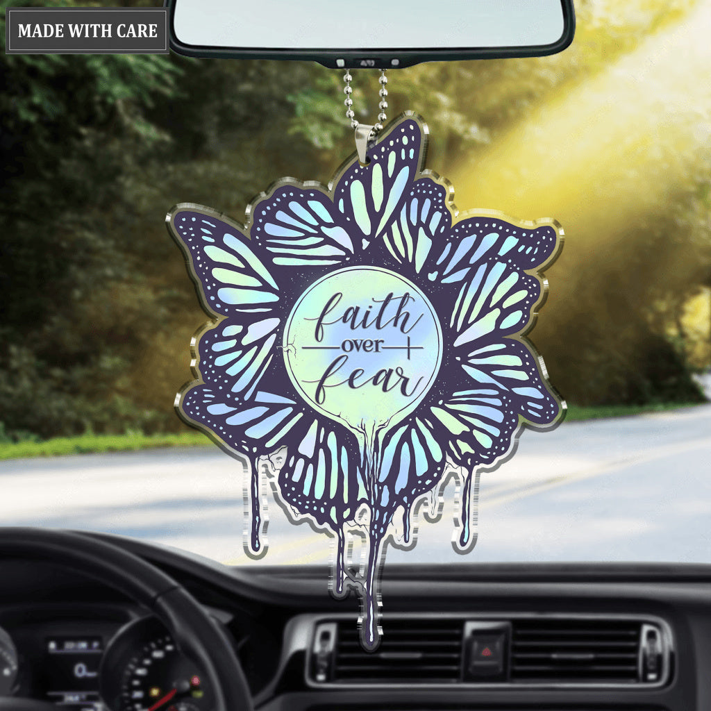 Hologram Butterflies Faith Over Fear Ornament