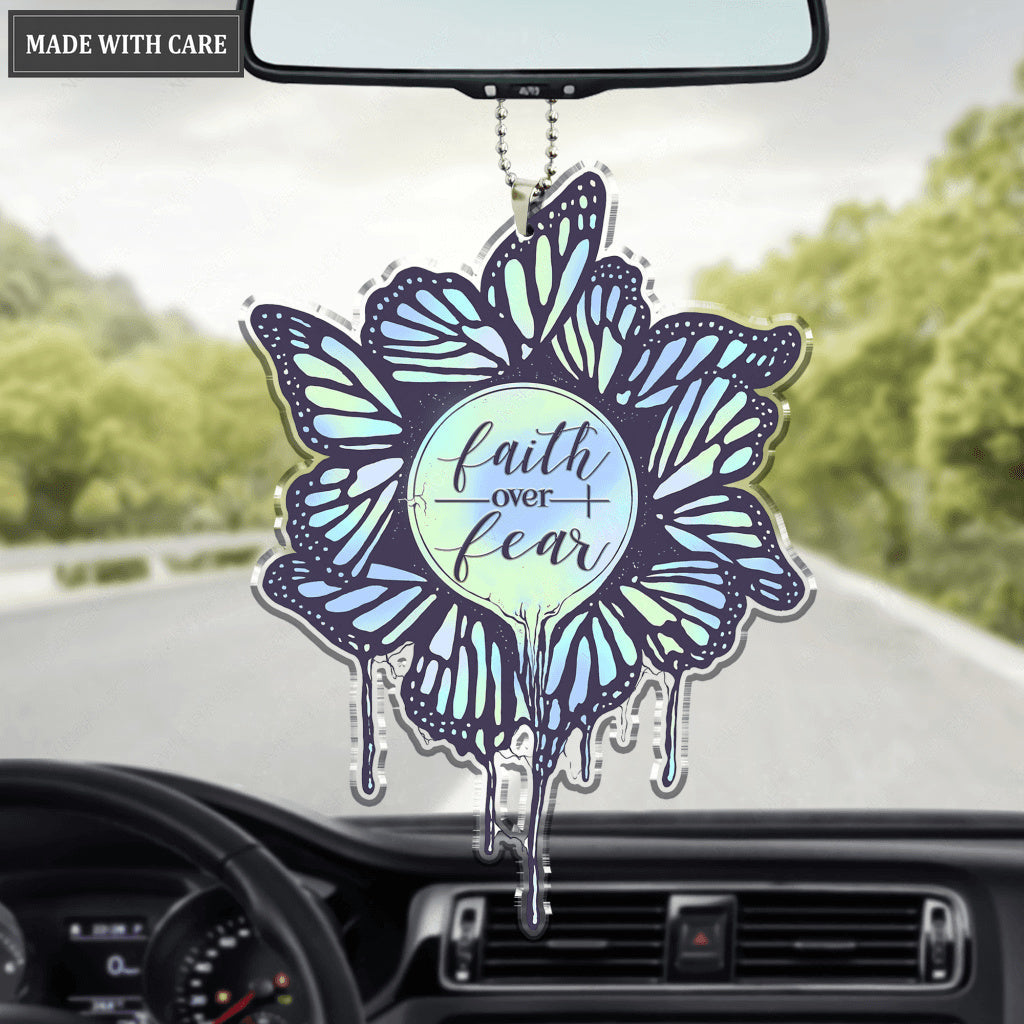 Hologram Butterflies Faith Over Fear Ornament