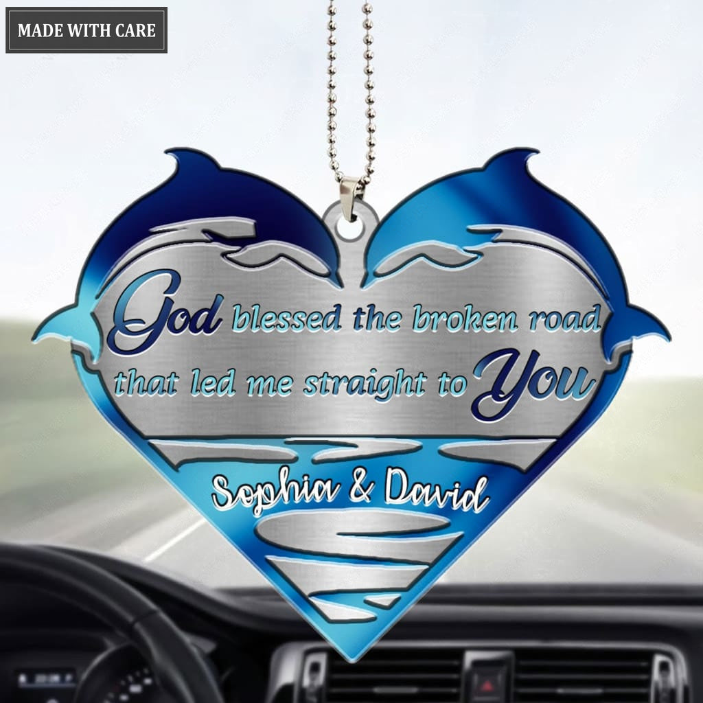 Luvingrace M22 Dolphin Couple God Blessed Personalized Ornament