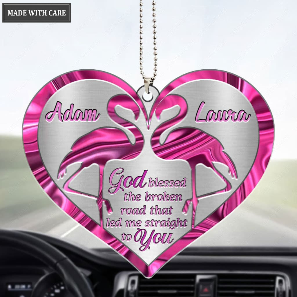 Luvingrace M25 Flamingo Couple God Blessed Personalized Ornament