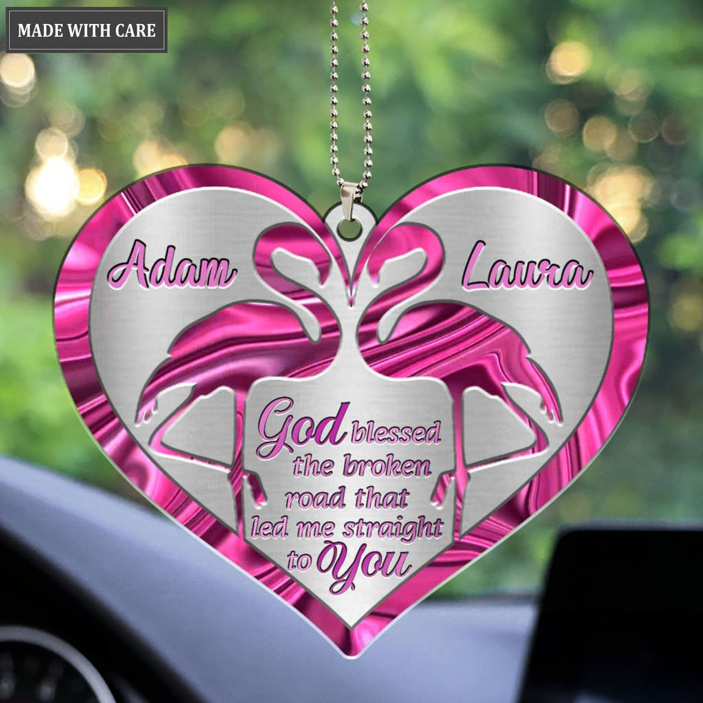 Luvingrace M25 Flamingo Couple God Blessed Personalized Ornament
