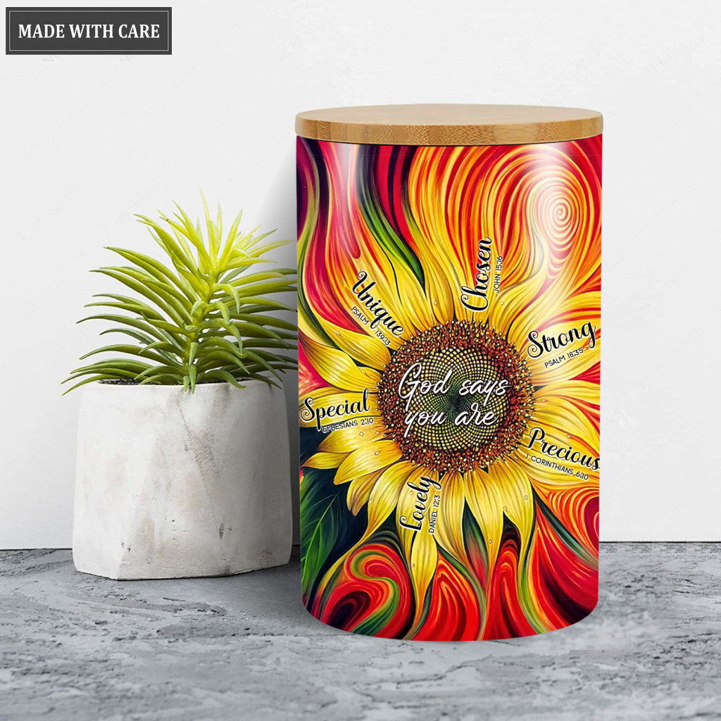 Sunflower God Says Ceramic Jar