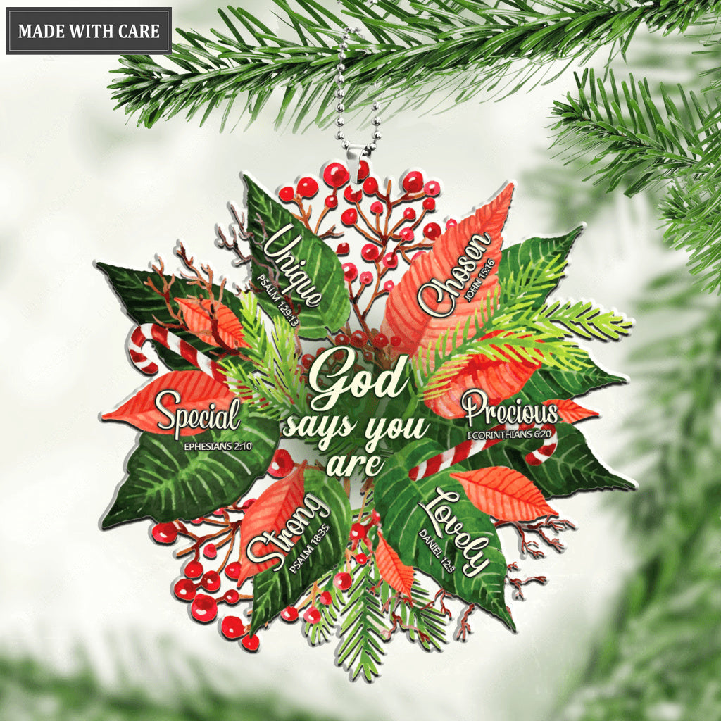 Floral Wreath Christmas God Says You Are Ornament