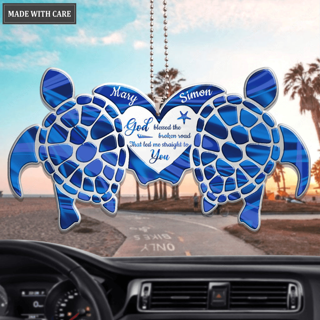 Sea Turtle Couple God Blessed Personalized Ornament