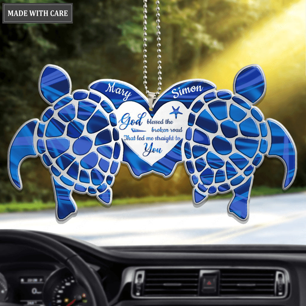 Sea Turtle Couple God Blessed Personalized Ornament