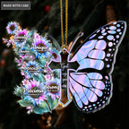 Blue Pink Hologram Butterfly Sunflowers God Says You Are Shaped Transparent Ornament