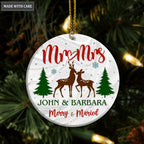 Reindeer Christmas Pine Merry And Married Personalized Ornament