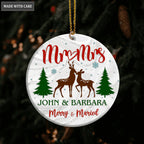 Reindeer Christmas Pine Merry And Married Personalized Ornament