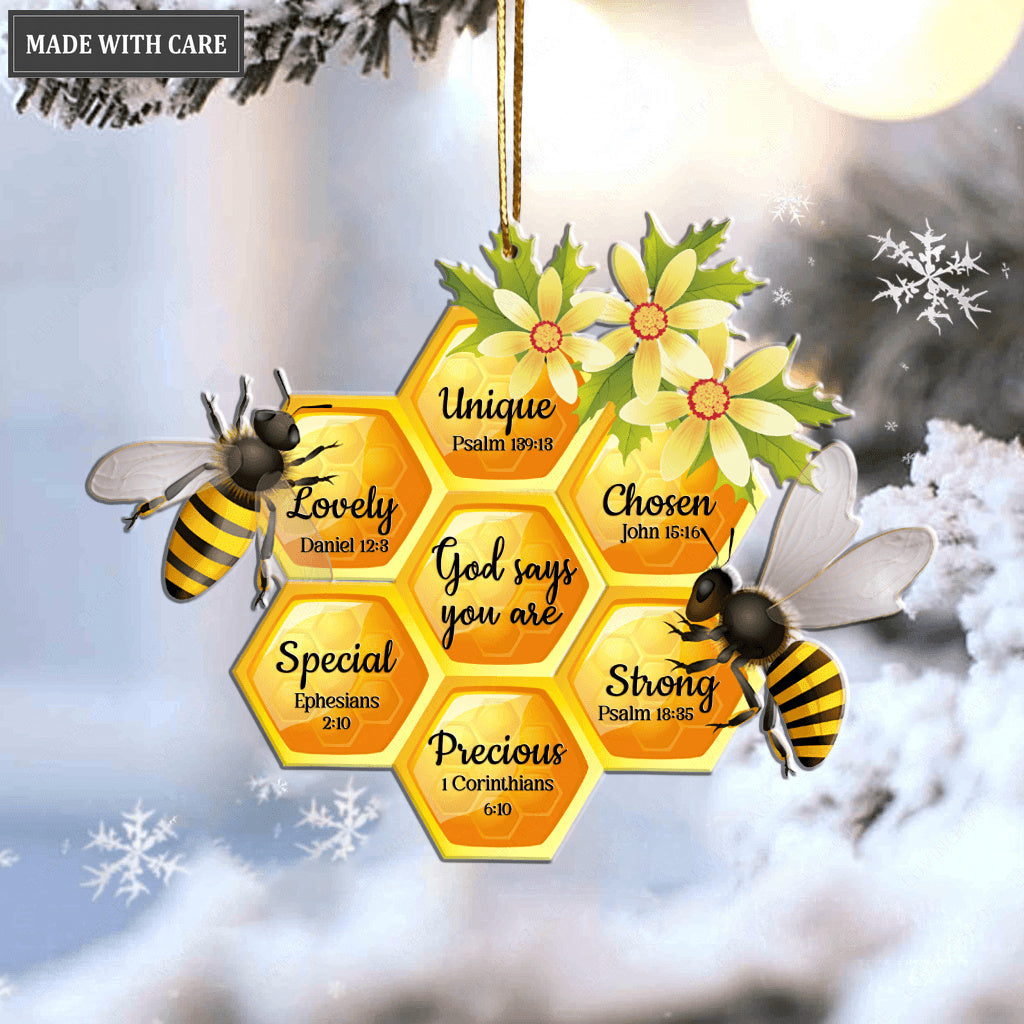 Honey Bee Honeycomb God Says You Are Ornament