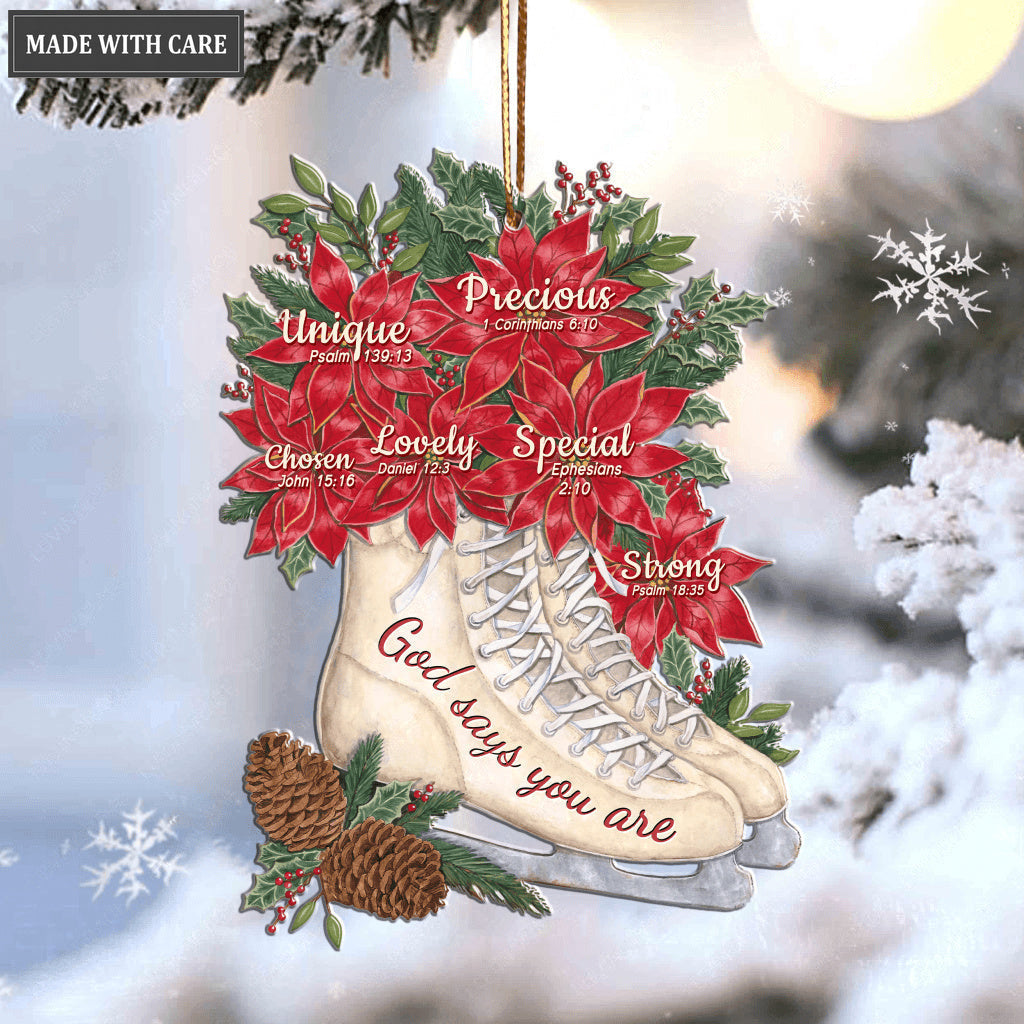 Poinsettia Boxed Christmas God Says You Are Ornament
