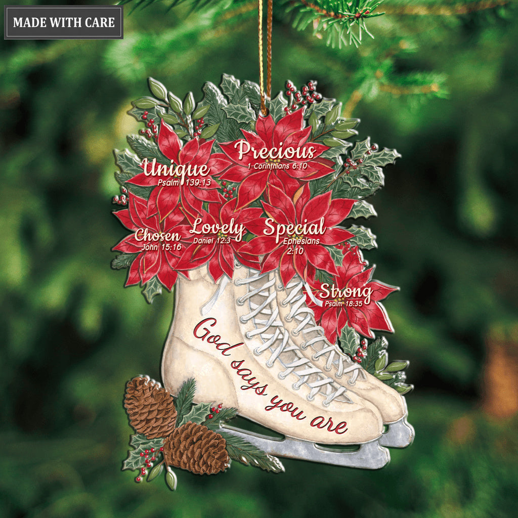 Poinsettia Boxed Christmas God Says You Are Ornament