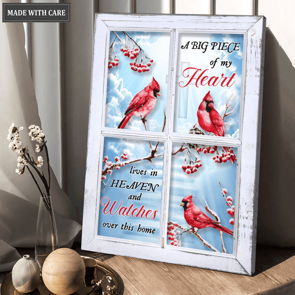 A Big Piece Of My Heart Lives In Heaven Cardinal Wall Art