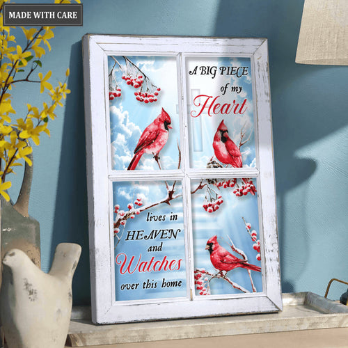 A Big Piece Of My Heart Lives In Heaven Cardinal Wall Art