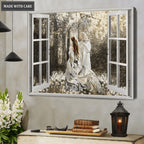 Jesus Walking In The Forest Window Frame Wall Art