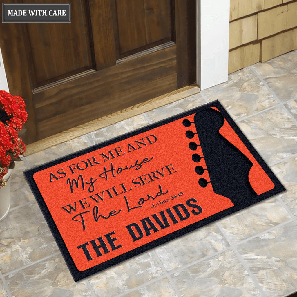 Personalized Serve The Lord Guitar Lover Doormat