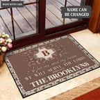 Elegant Classy Monogram Serve The Lord Personalized Doormat