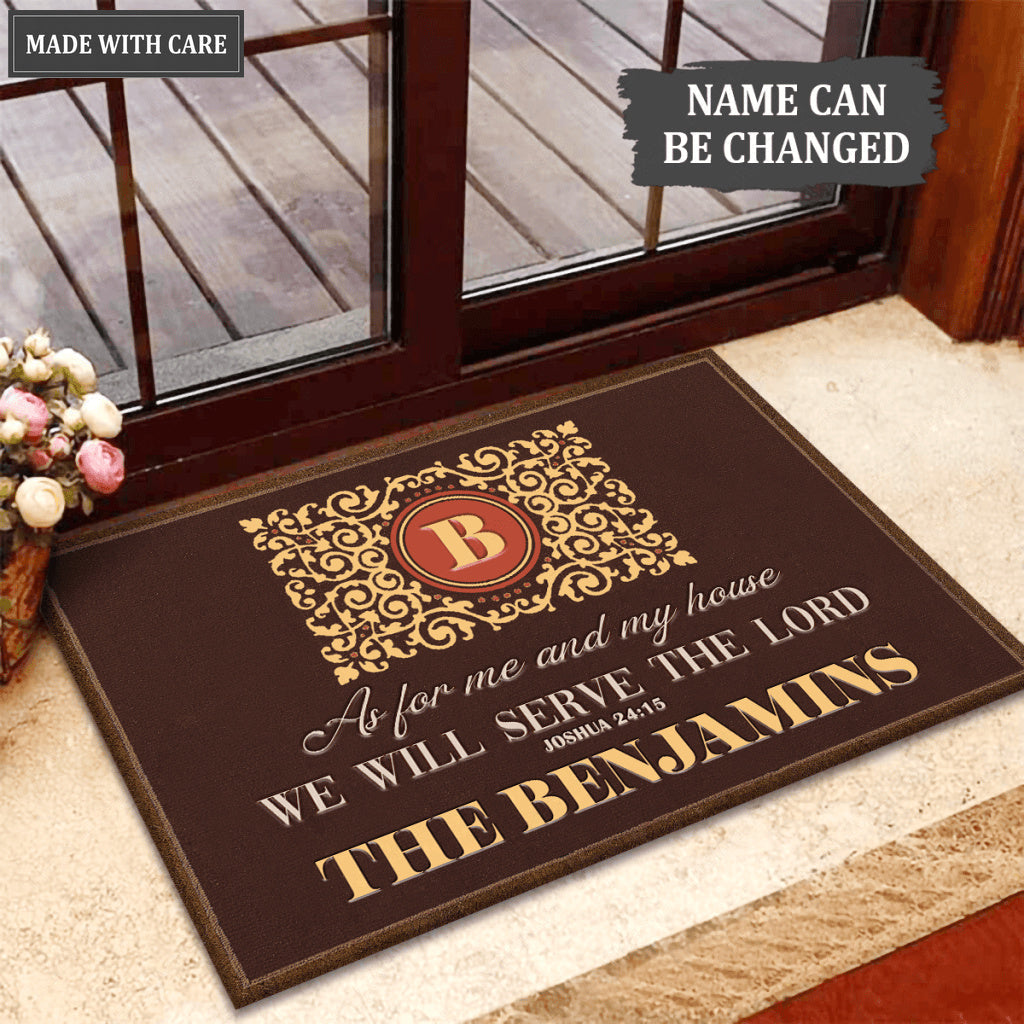 Expressions Monogrammed Serve The Lord Personalized Doormat