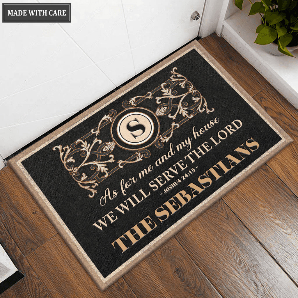 Personalized The Lord Me And My House Will Serve Monogrammed Doormat