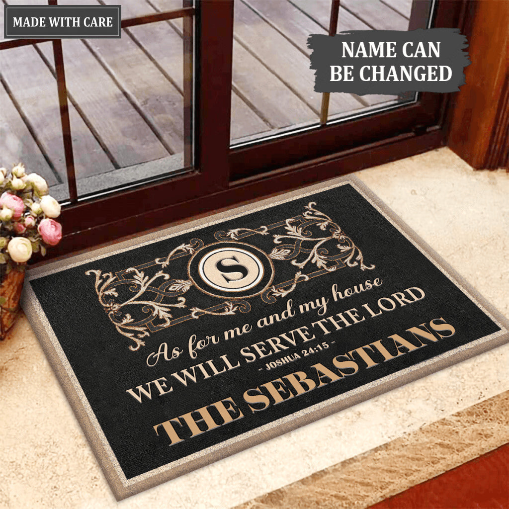 Personalized The Lord Me And My House Will Serve Monogrammed Doormat
