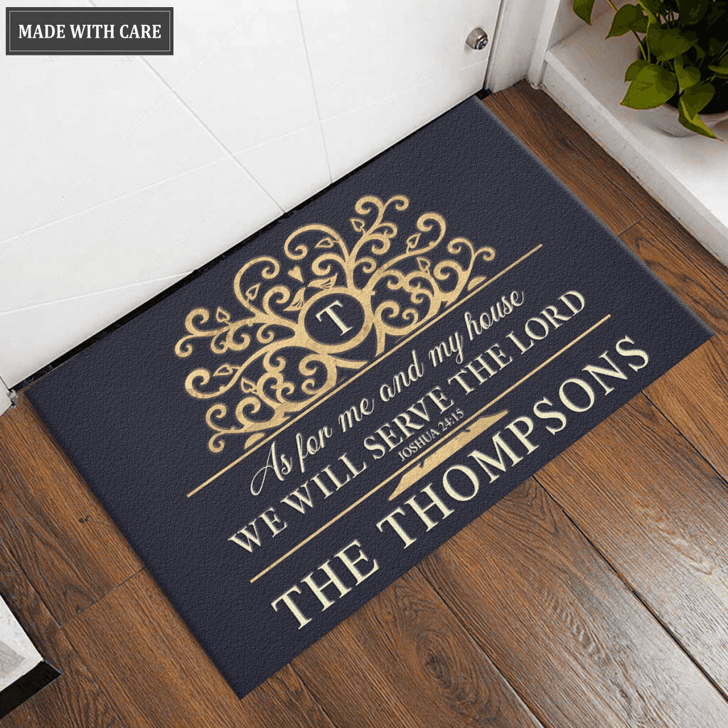 Rustic Tree Serve The Lord Personalized Doormat