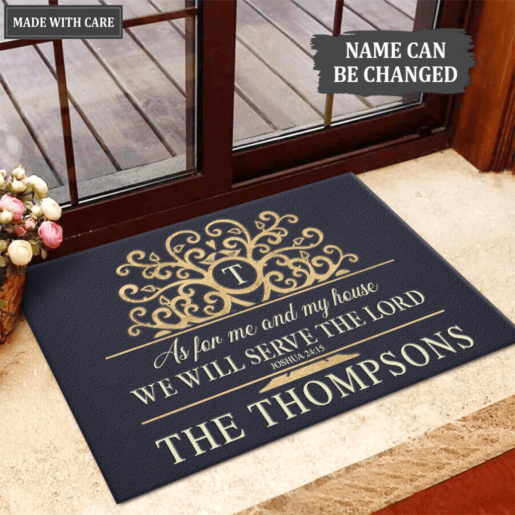 Rustic Tree Serve The Lord Personalized Doormat