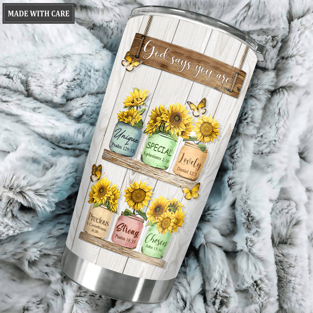 Sunflower God Say You Are Personalized Tumbler