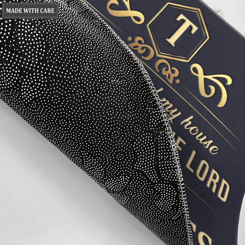 Golden Royal Monogram Serve The Lord Personalized Doormat