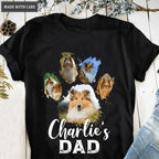 Dog/Cat Dad/Mom Personalized Dog Lover Pet Footprint Photo Collage T-Shirt