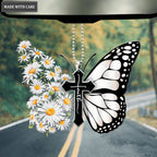 Daisy Butterfly Faith Cross Ornament
