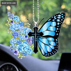 Hydrangea Butterfly Faith Cross Ornament