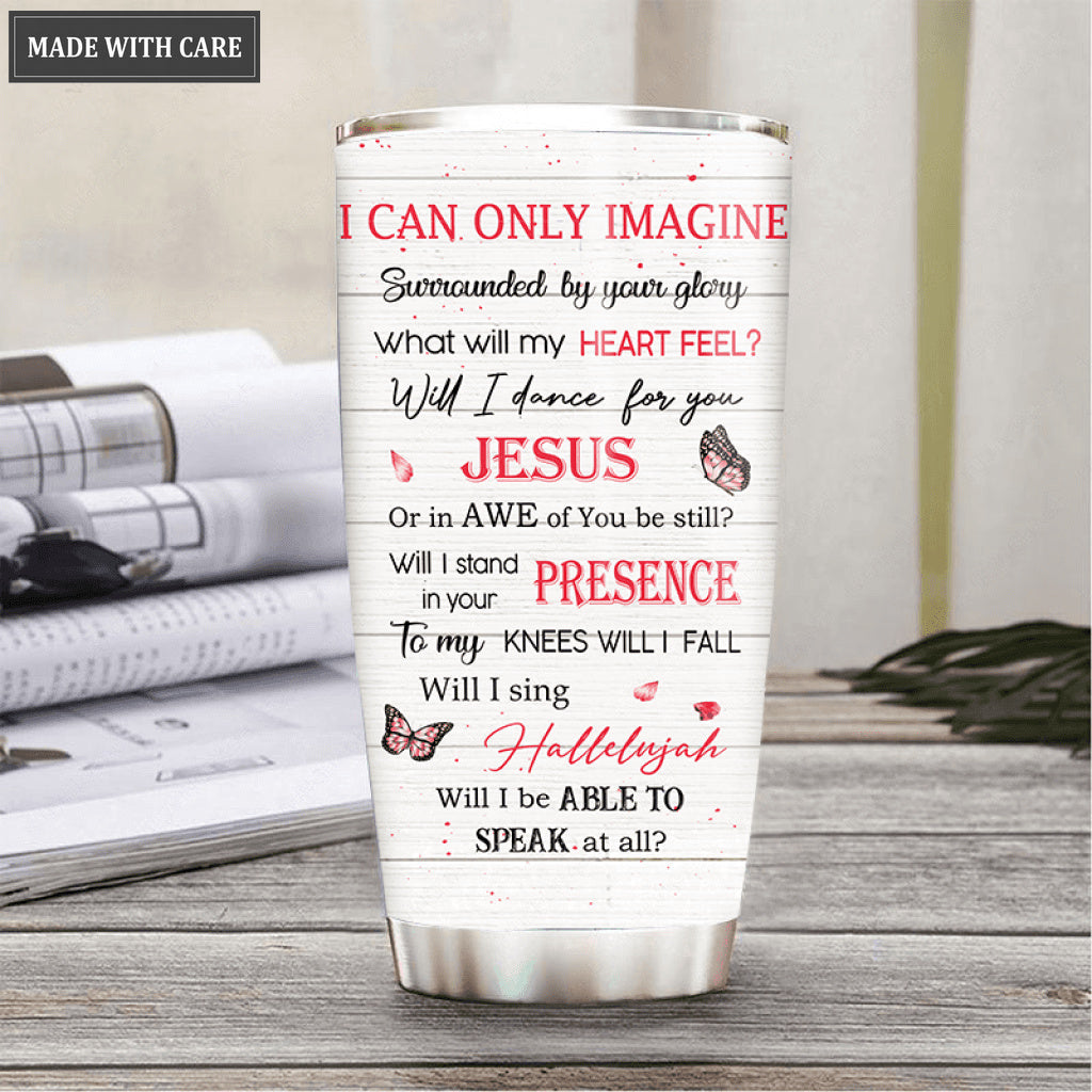 Personalized Hibiscus Butterfly Cross By Glory Tumbler