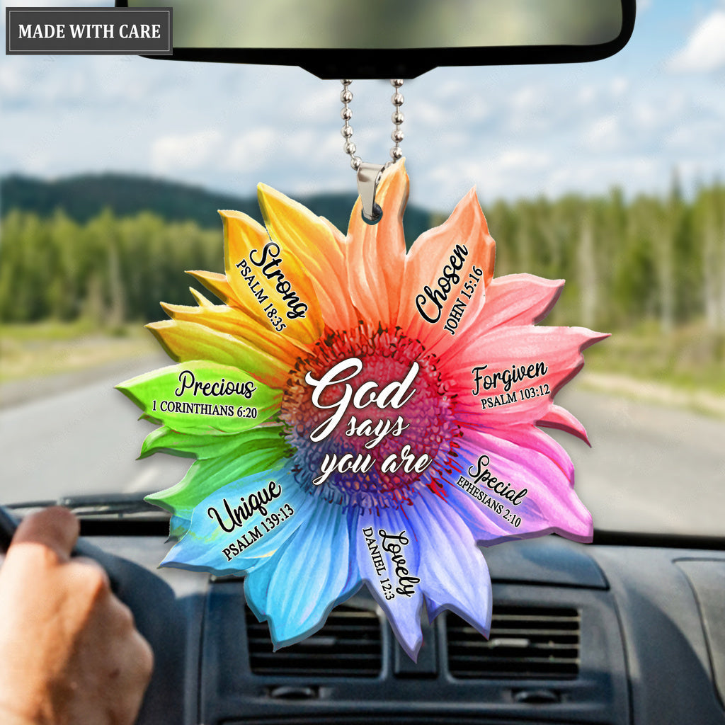 Rainbow Sunflower God Says You Are Ornament