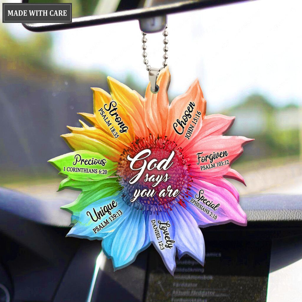 Rainbow Sunflower God Says You Are Ornament