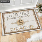 Printfamily M53 Luxury Monogram Collection Holy Spirit Personalized Doormat