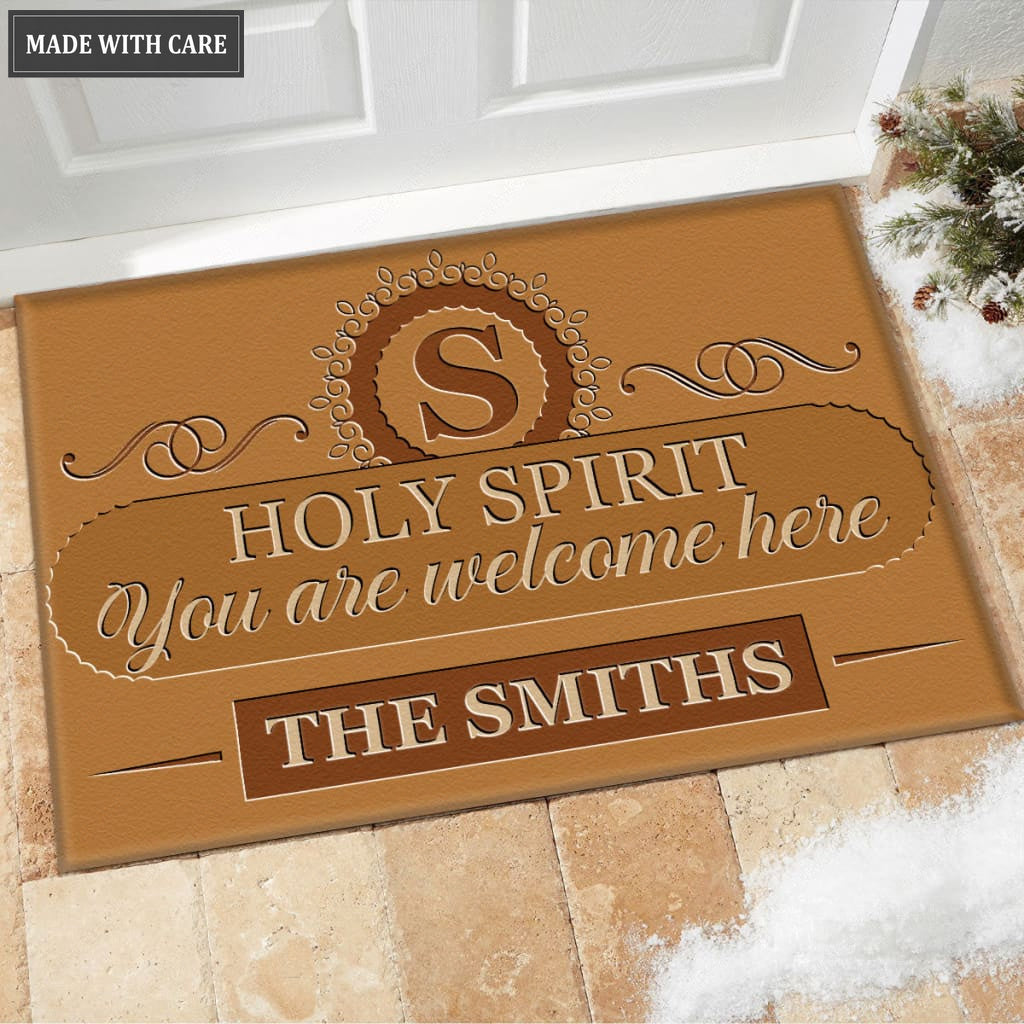 Luvingrace M55 Luxury Monogram Collection Holy Spirit Personalized Doormat