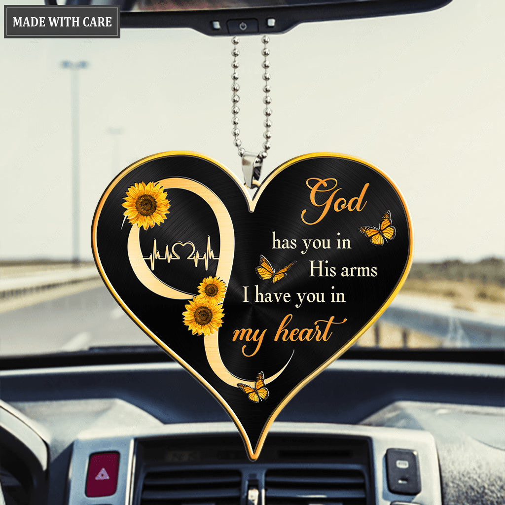 God Has You Sunflower Heart Ornament
