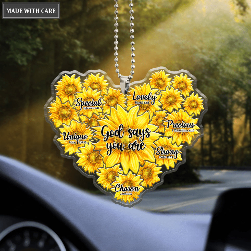 Sunflower Heart God Says You Are Hanging Ornament