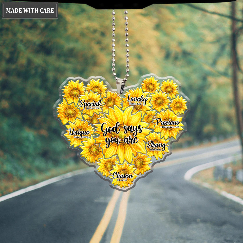 Sunflower Heart God Says You Are Hanging Ornament