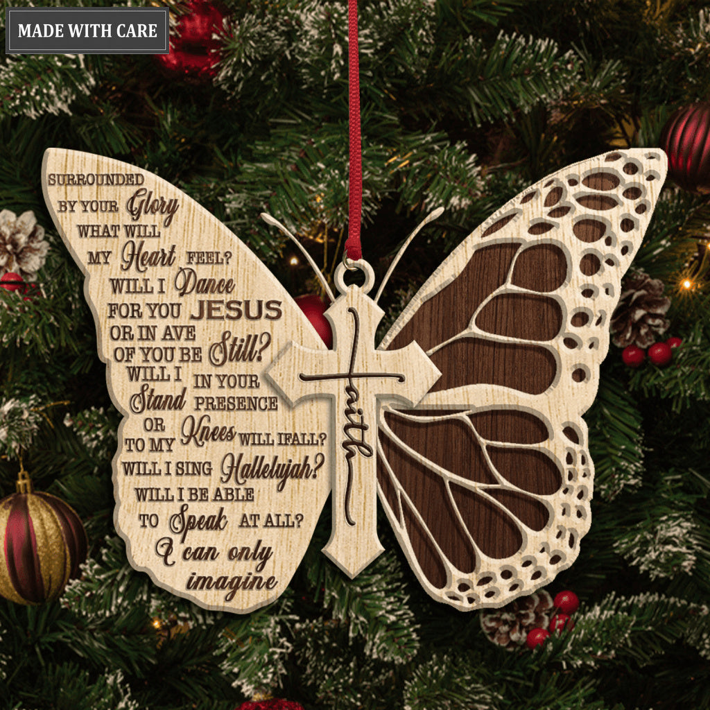 Butterfly I Can Only Imagine God Jesus Christian Lover Wood Engraved Ornaments