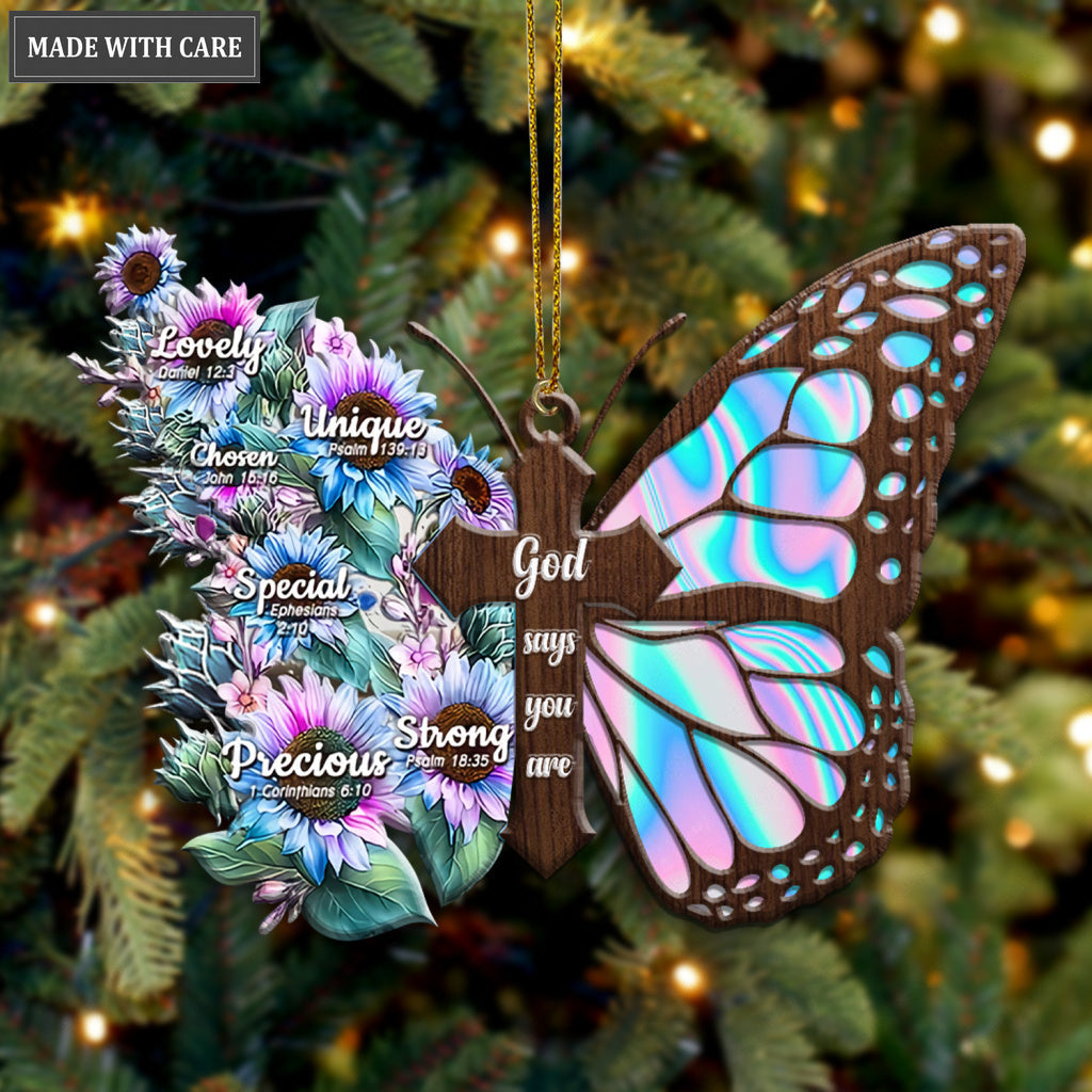 Faith Hologram Sunflower Butterfly God Jesus Cross Christian Lover Wood Engraved Ornaments