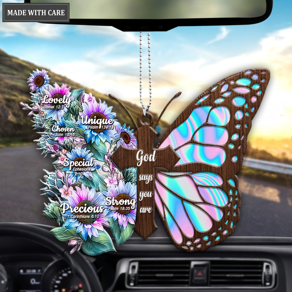 Faith Hologram Sunflower Butterfly God Jesus Cross Christian Lover Wood Engraved Ornaments