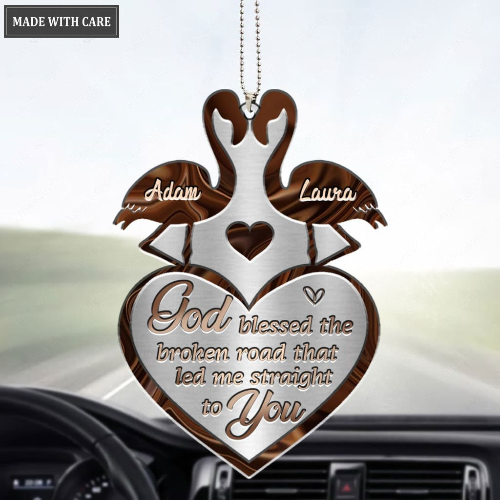 Luvingrace M32 Flamingo Couple God Blessed Personalized Ornament