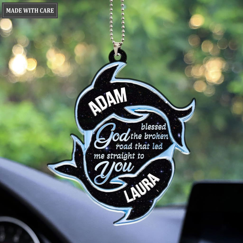 Luvingrace M37 Dolphin Couple God Blessed Personalized Ornament