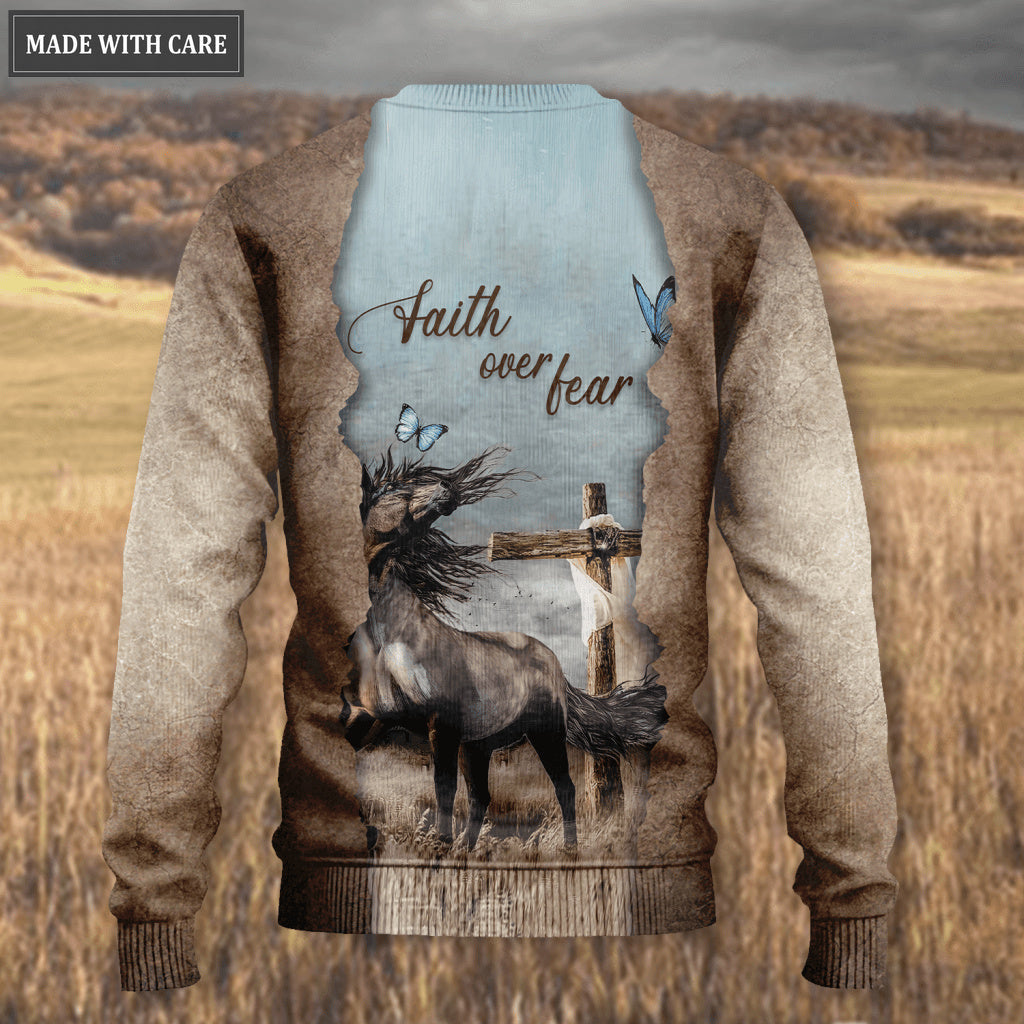 Faith Horse Cross Faith Over Fear Wool Sweatshirt