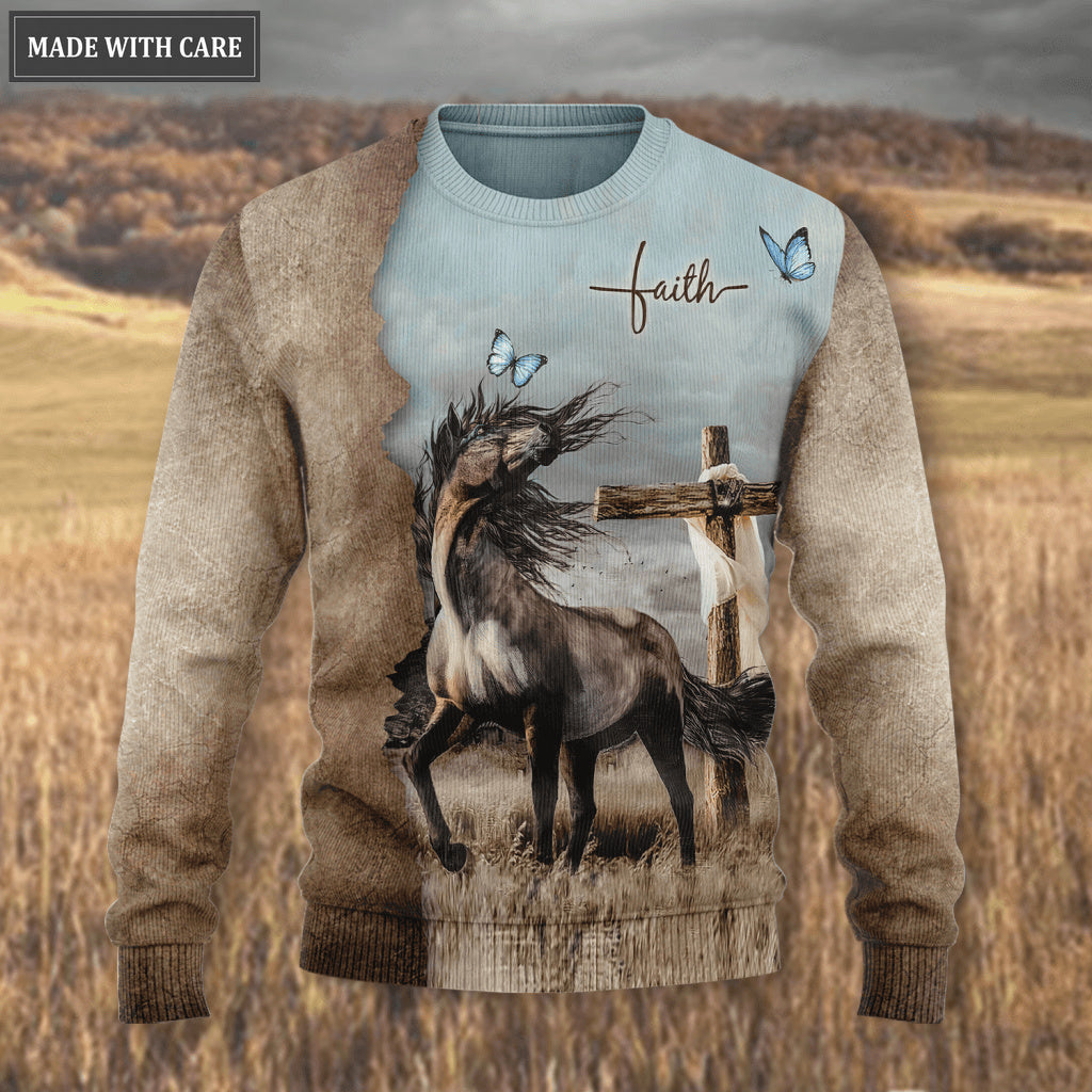 Faith Horse Cross Faith Over Fear Wool Sweatshirt